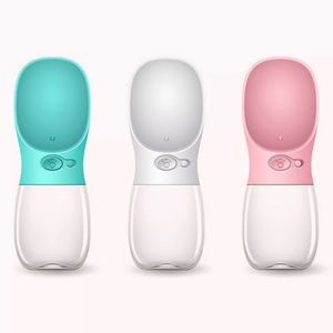 Portable Pet Water Bottle Dispenser Dog Cat Travel Drinking 350 ML Blue Color